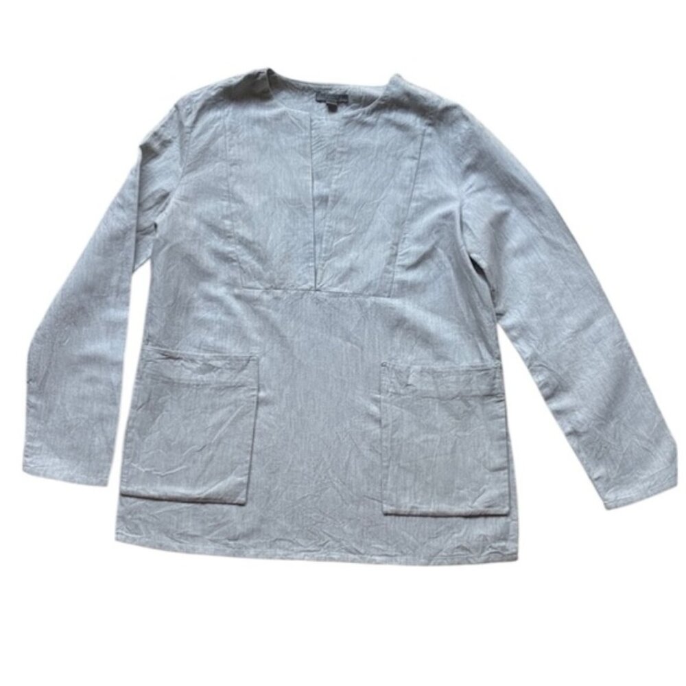COS Women’s Grey Linen & Cotton Blend Long Sleeve Tunic Top Size 6
